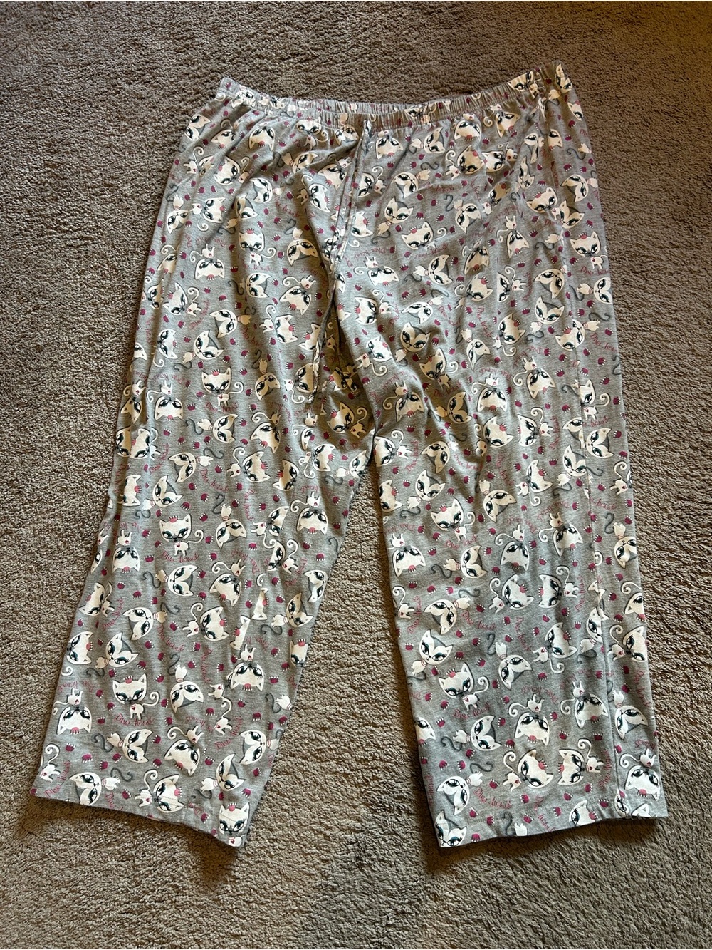 Woman’s 3x Gray “Diva” Cat Print Sleep Pants